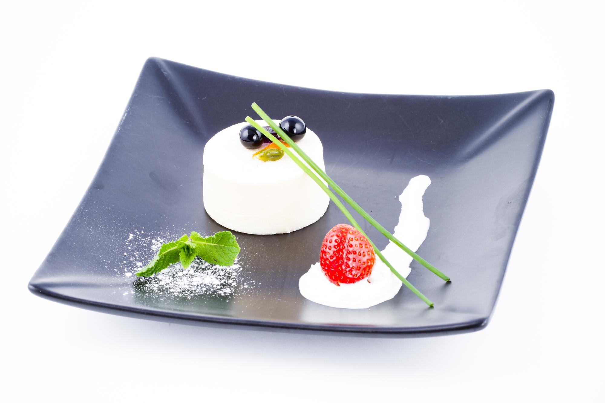 Small plated desserts on slate